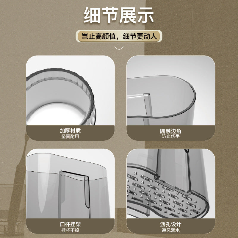 Wall-Mounted Toothbrush Holder - No-Drill Adhesive Bathroom Organizer