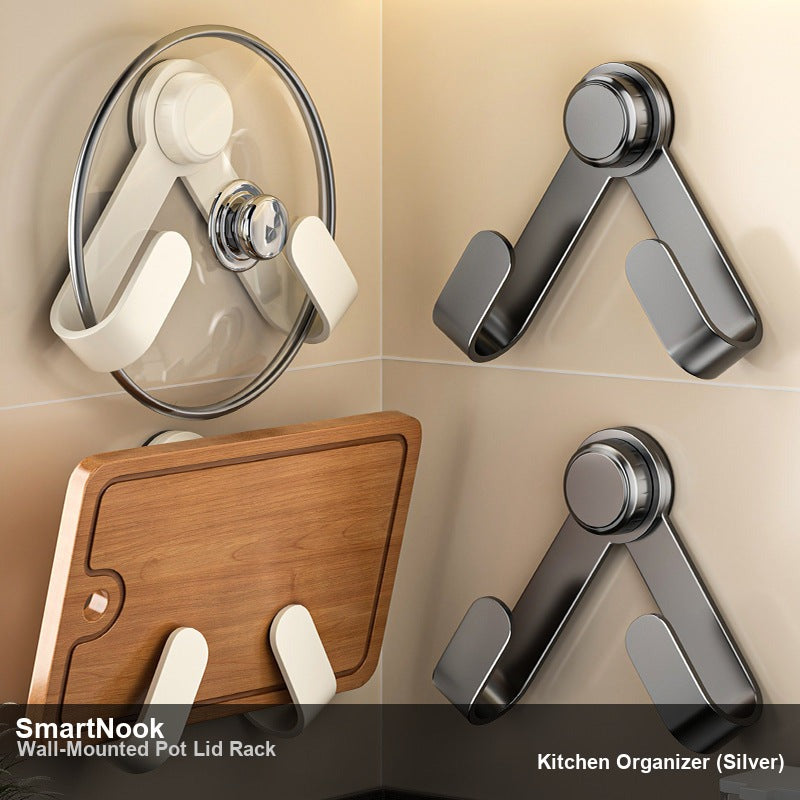 Wall-Mounted Pot Lid Rack - Kitchen Organizer Holder