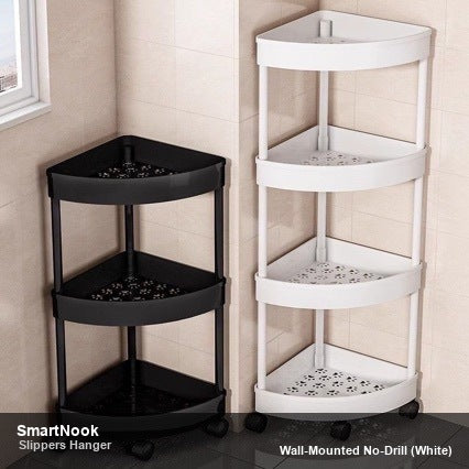 Wall-Mounted Bathroom Slippers Hanger - No-Drill Shoe Organizer