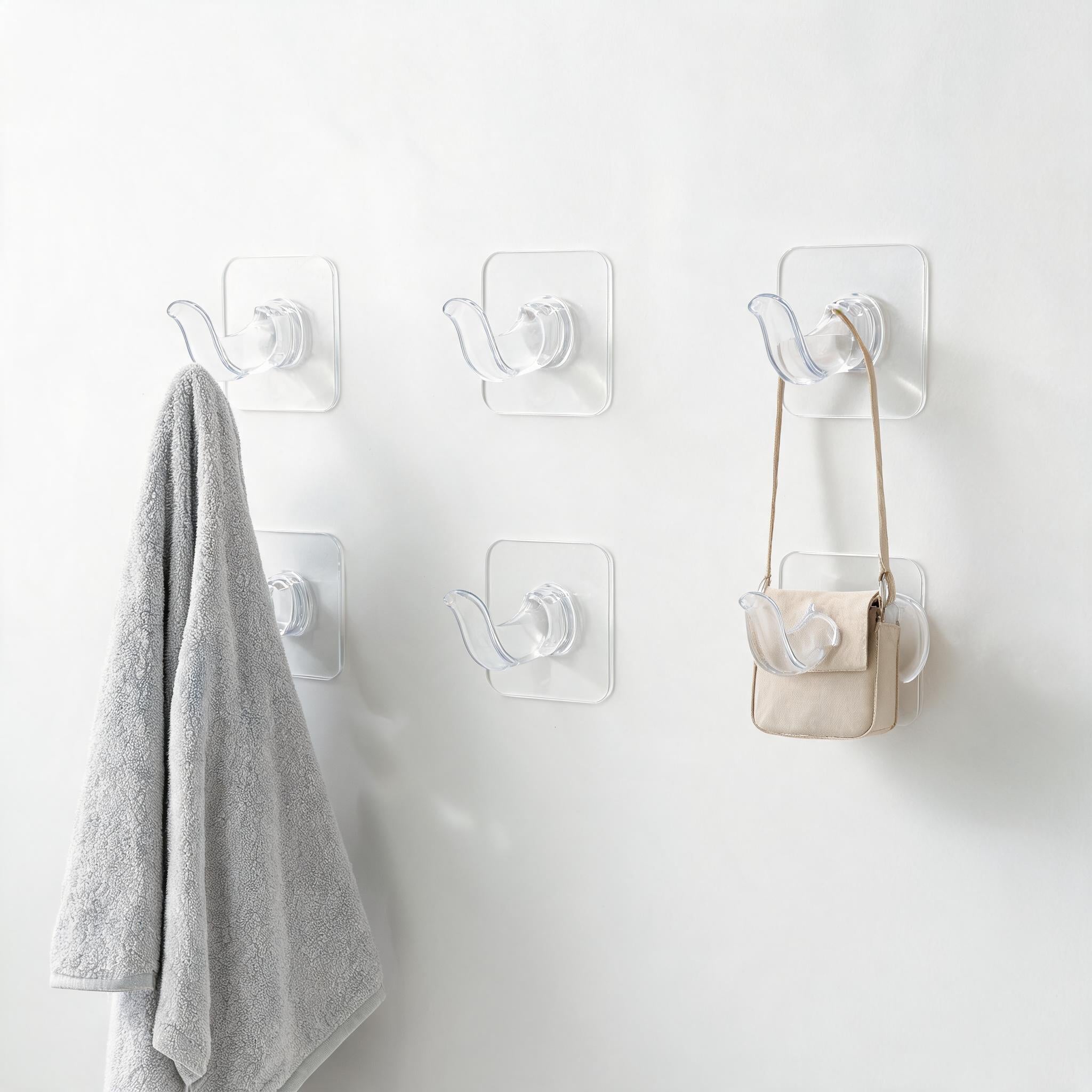Transparent Horn-Shaped Adhesive Hooks - Set of 6