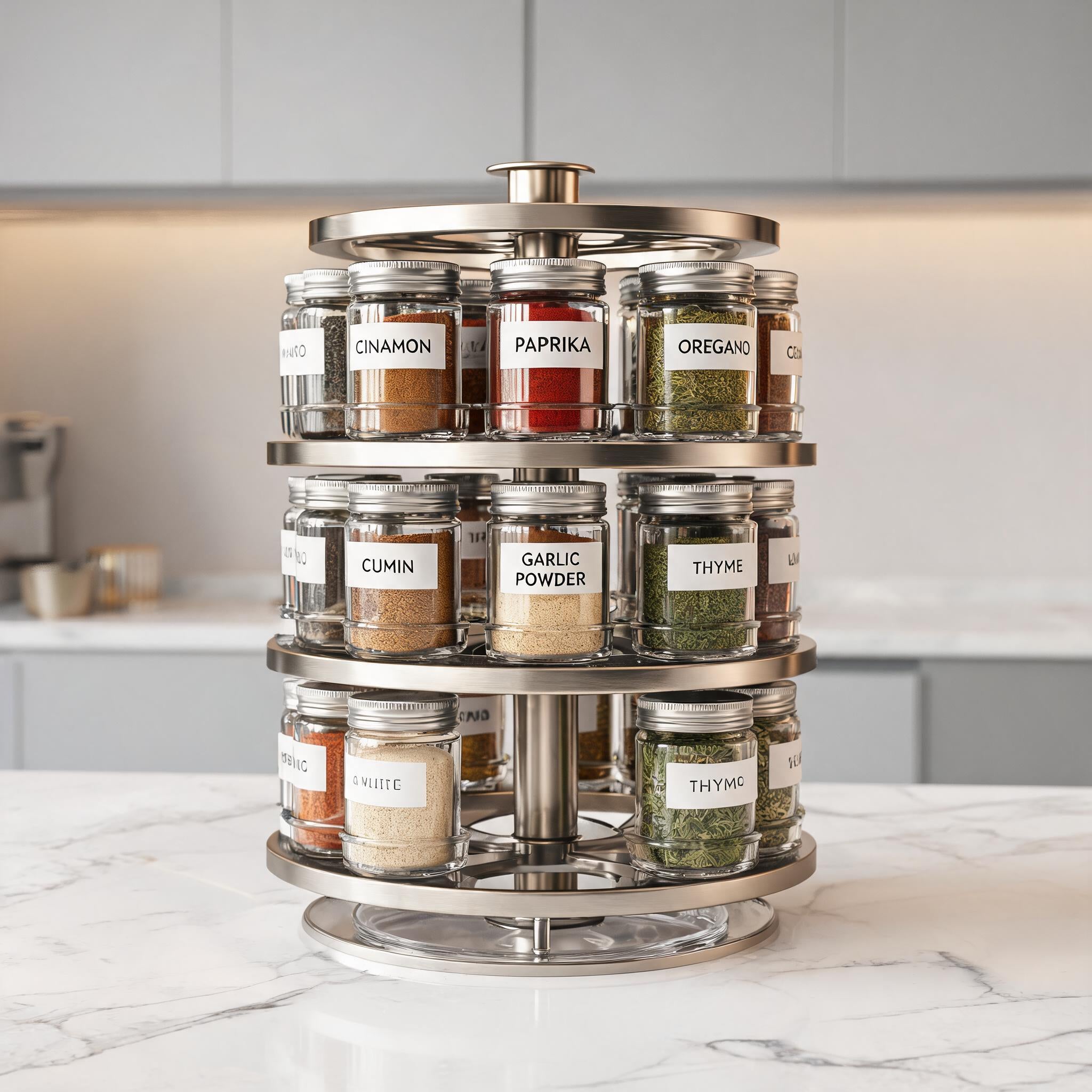 Luxury 360° Rotating Spice Rack - Carousel Organizer