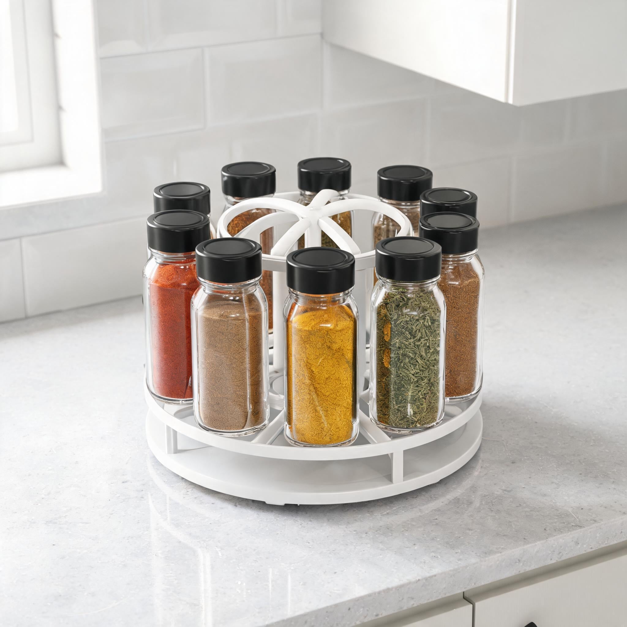 360° Rotating Spice Rack - Space Saving