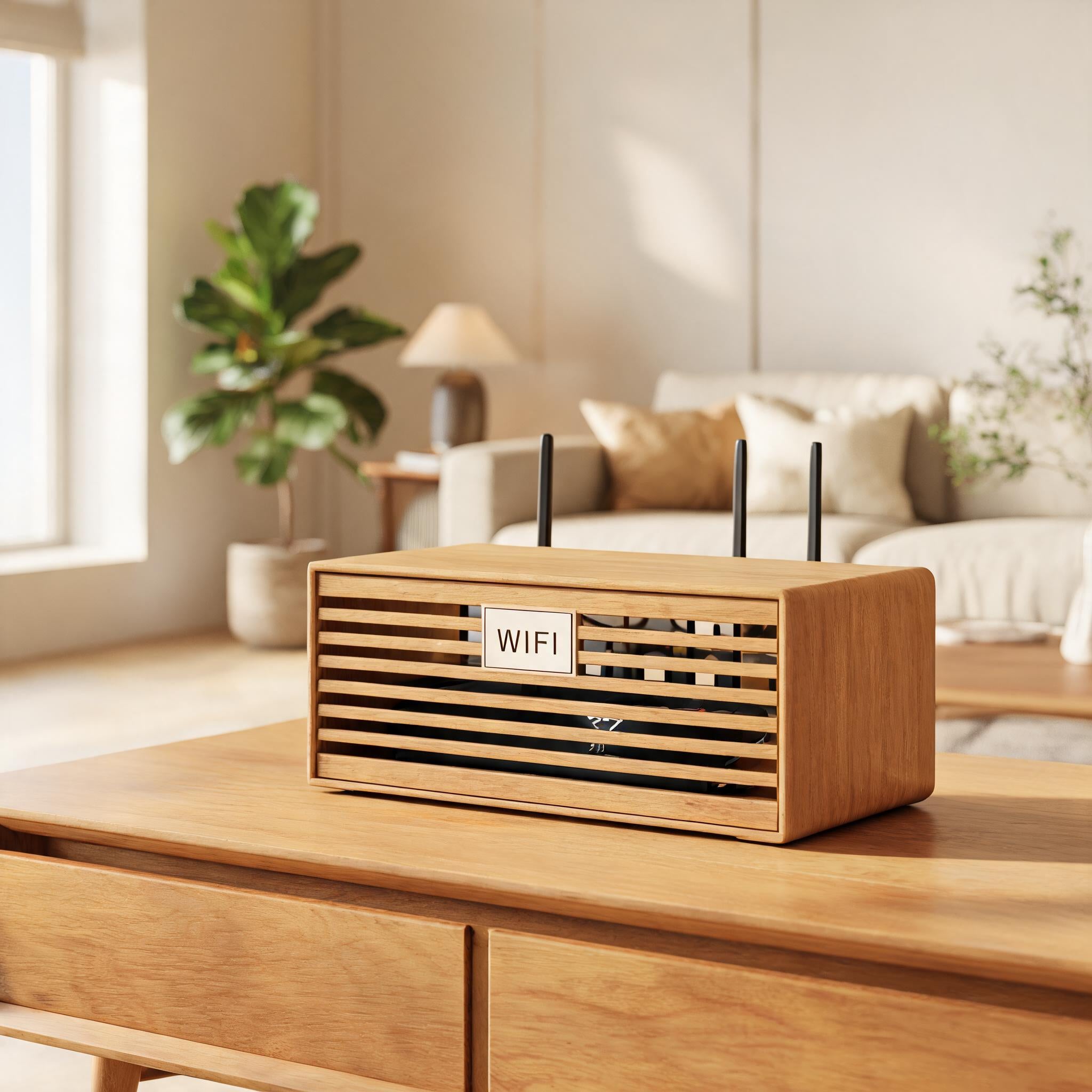 Vintage Mid-Century Router Box - WIFI Cable Organizer