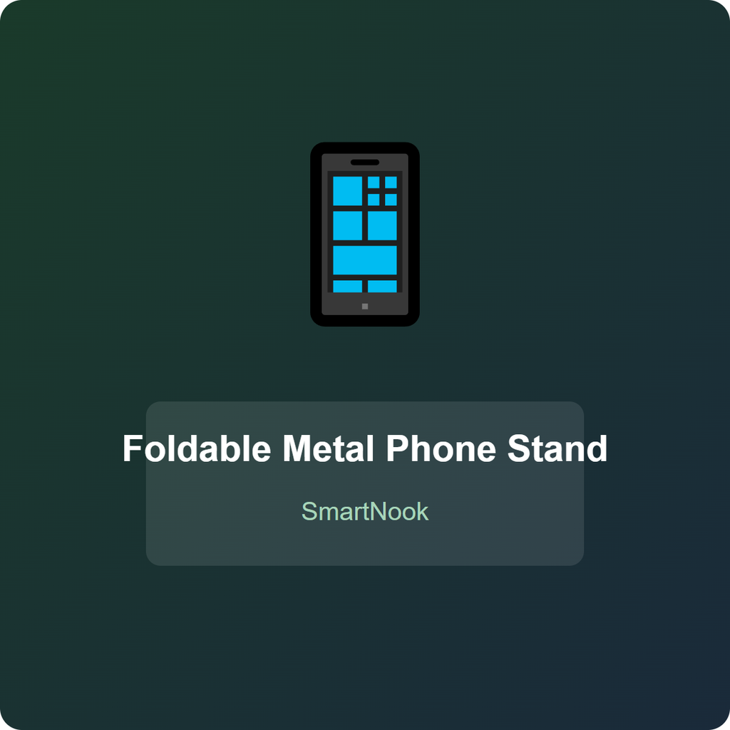 Foldable Metal Phone Stand - Adjustable Desktop Cell Phone Holder (Black)