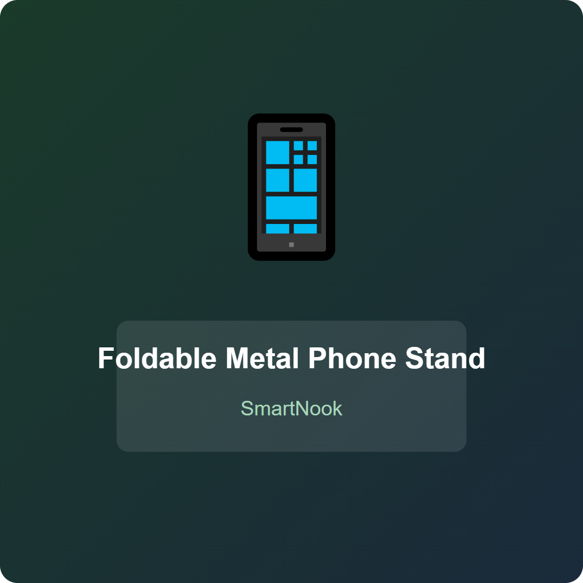 Foldable Metal Phone Stand - Adjustable Desktop Cell Phone Holder (Black)
