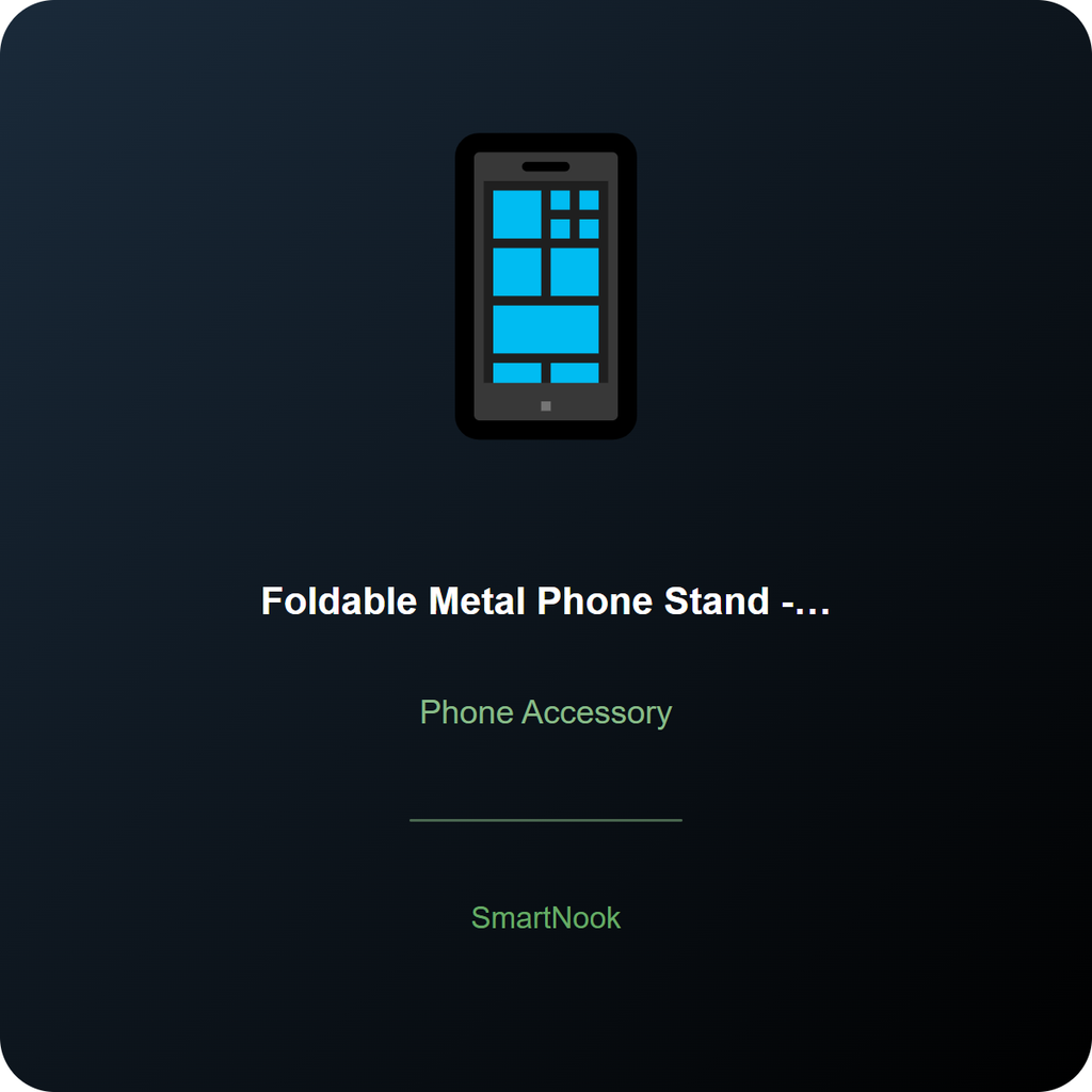Foldable Metal Phone Stand - Adjustable Desktop Cell Phone Holder (Black)