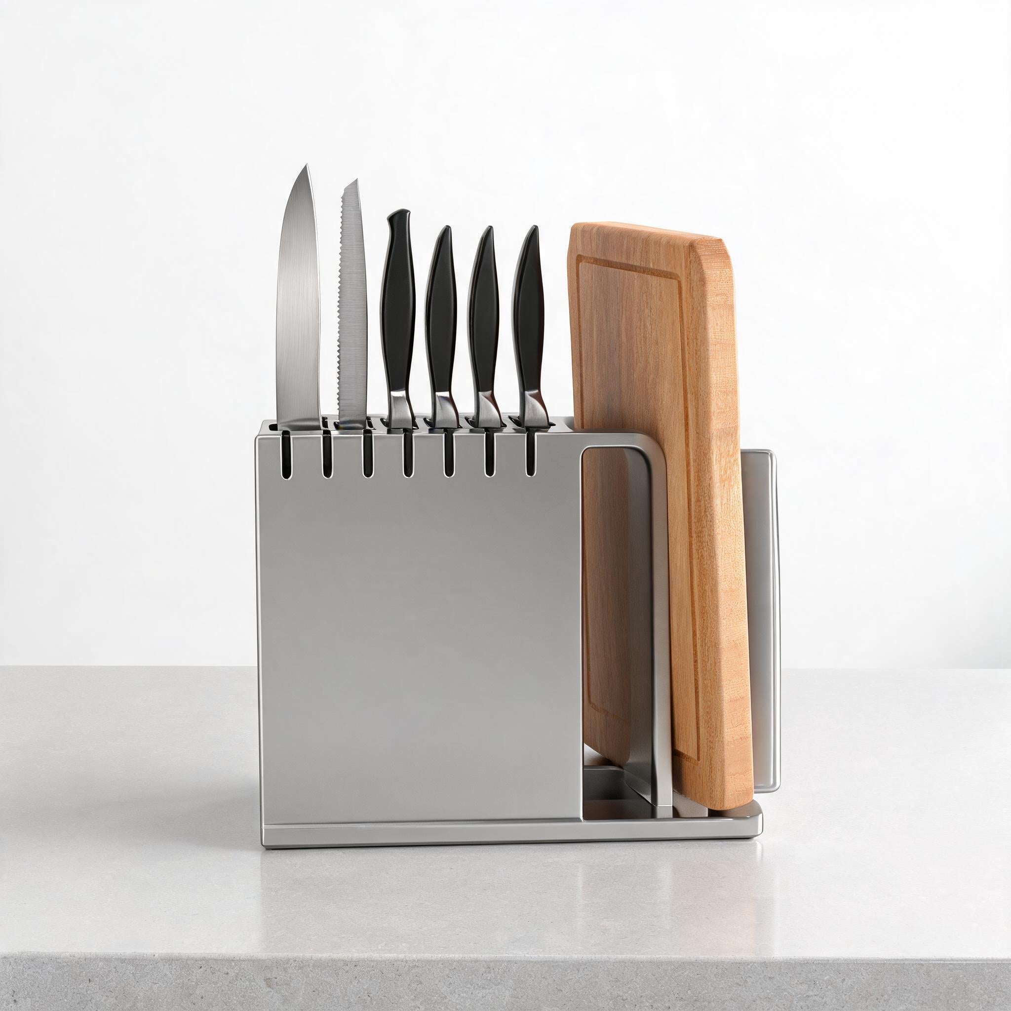 Stainless Steel Knife Block & Cutting Board Holder