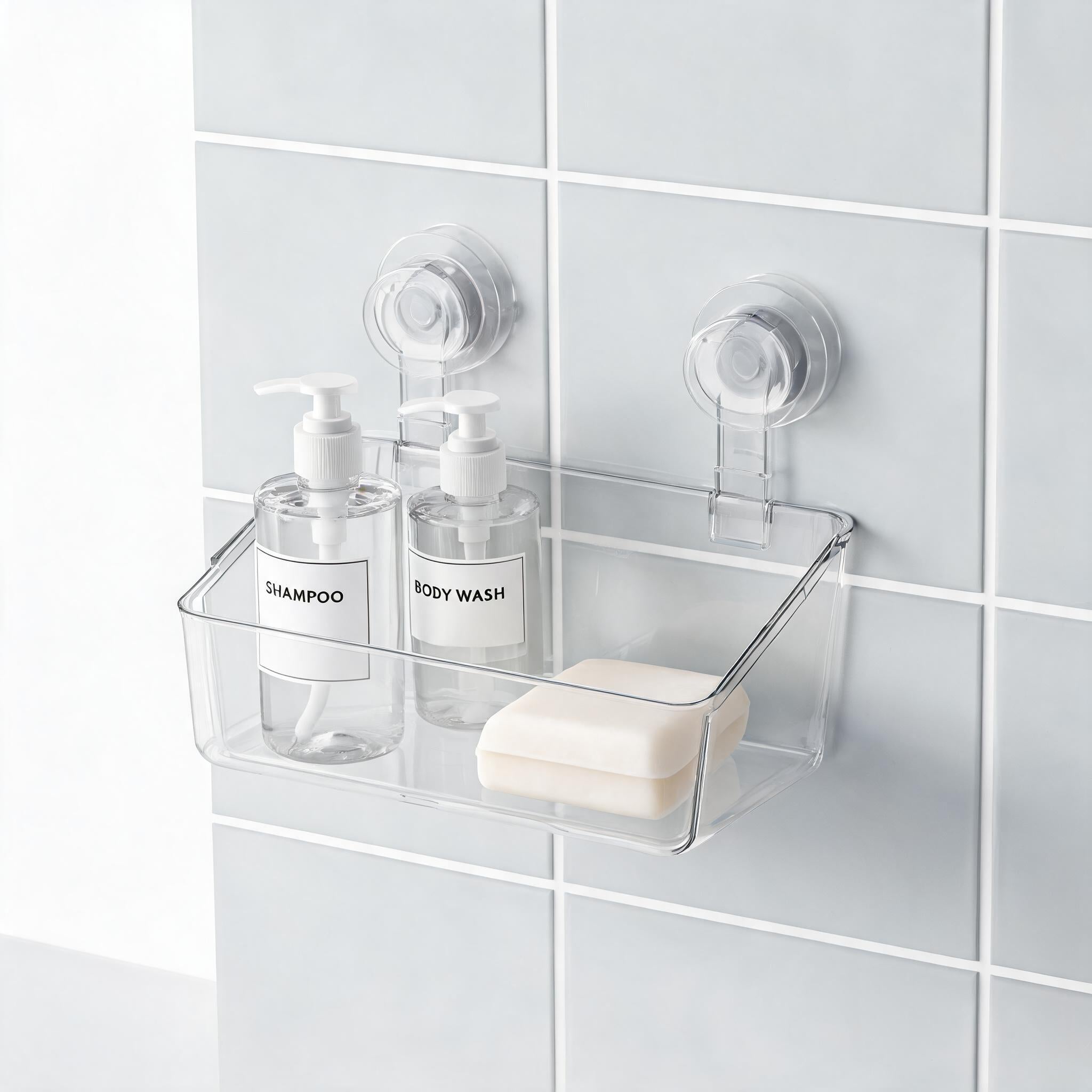 Foldable Vacuum Suction Storage Basket - Bathroom Organizer