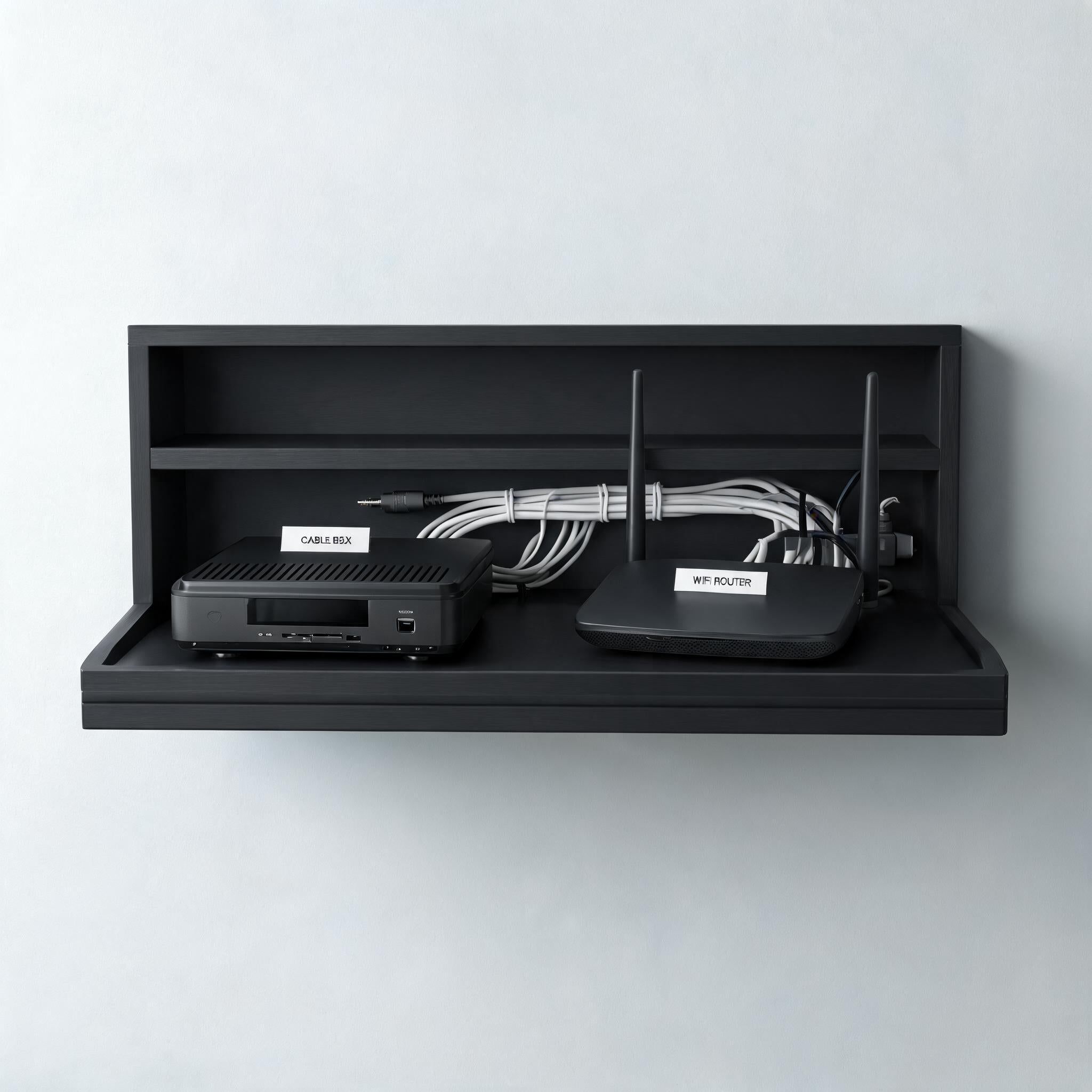 TV Box & WIFI Router Organizer - Cable Management Shelf